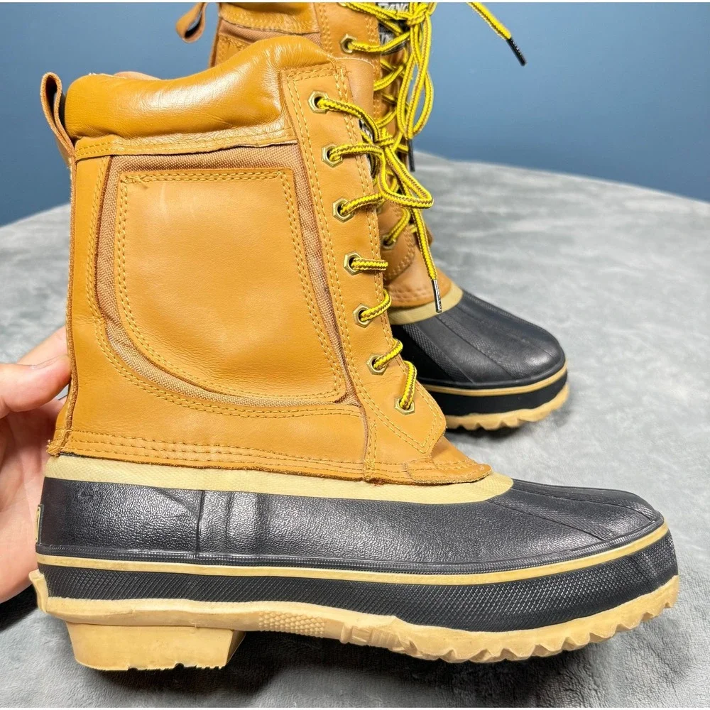 Ranger Duck Boots Mens 10 Tan Black Leather Rubber Steel Shank Winter